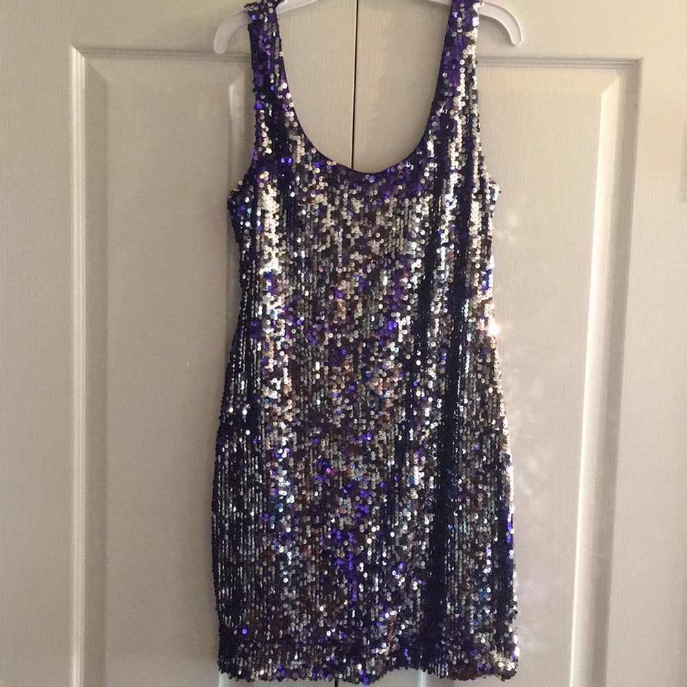 NWOT Purple & Silver Sequin Dress